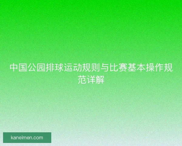 中国公园排球运动规则与比赛基本操作规范详解